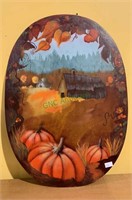 Original oil painting on a oval board - the old