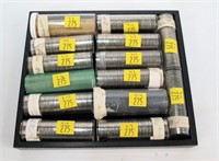 14- Rolls of Jefferson nickels, 1960's solid rolls