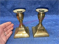 Pair of brass candlesticks - 4.5in tall