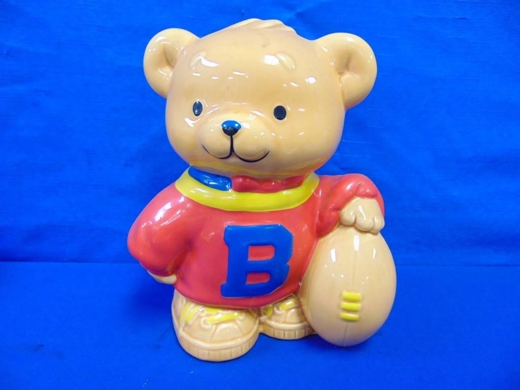 Porcelain Bear Football Bank