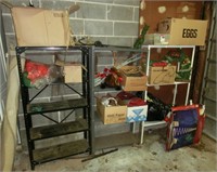 3 metal shelves w/Christmas items