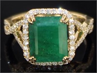 14kt Gold 4.08 ct GIA Emerald & Diamond Ring