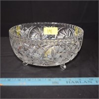 VTG Pinwheel Lead Crystal 3 footed fruit bowl