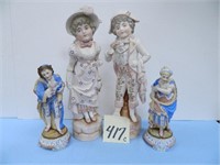 (2) Pair of Early Bisque Figurines