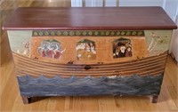 Handmade Noah's Wooden Ark Trunk (needs repair)