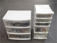 (2) Plastic Storage Shelves w/ Craft, Sewing Items