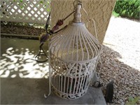 Metal Bird Cage & Hanging Bird Decor