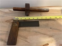 Antique Carpenter's Try Square & Marking Gauge