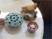 3 - CERAMIC FLOWER FROGS