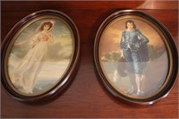 2 Antique Oval Framed Pictures