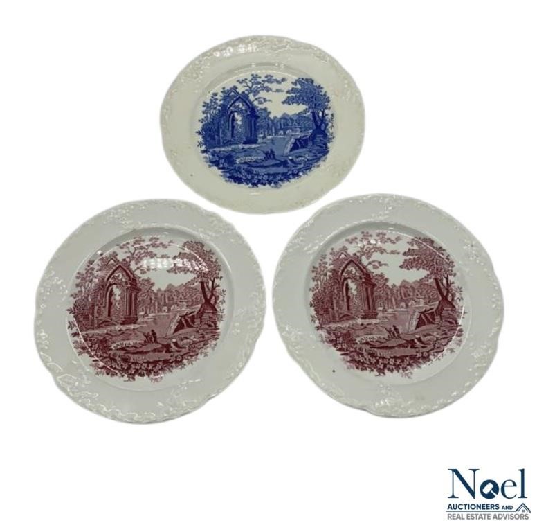 3 English Abbey Ironstone Decorative Plates