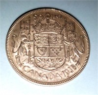 1938 Canada 50 cent silver high grade coin