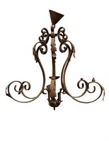 French Iron Basket Shape Lights Fixture w/ Leaves