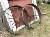 Antique iron drill wheels