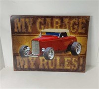 Tin Sign My Garage My Rules U15E