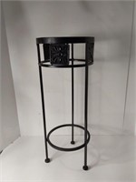 Small Wrought Iron& Tile Plant Stand U7A