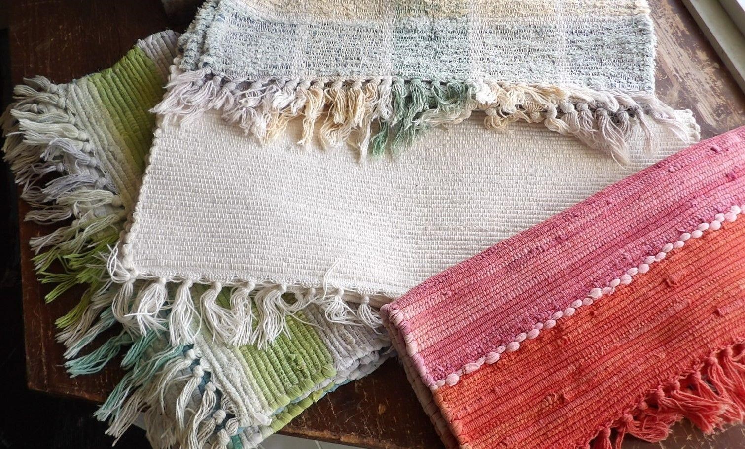 4 Vintage Hand Woven Country Rag Rugs
