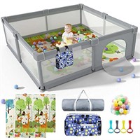 LUTIKAING 79"x71" Baby Playpen with Mat, Safe