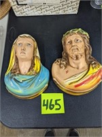 Vintage Chalkware Jesus and Mary