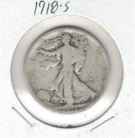 1918-S Silver U.S. Walking Liberty Half Dollar