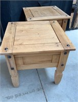 Two pier imports, pine end tables 21X 22.5, X