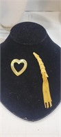 2 VTG Gold Tone Brooches