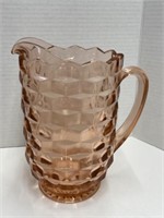 Vintage pink/peach pitcher 8" tall