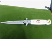WHITE HARLEY DAVIDSON SWITCHED KNIFE 3.5" BLADE