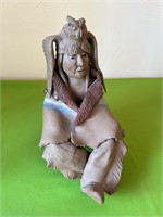 Pottery Native American Sculpture, Signed