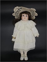 Porcelain Doll in White Lace Dress w/ Wrist Bible