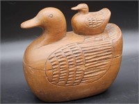 Vintage Carved Wooden Duck Figural Box