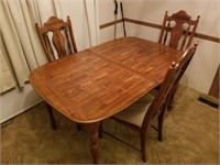 Wooden Dining Table w/ 4 Chairs