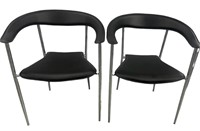 Pair of Chrome and Black Chairs