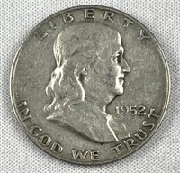 1952-D Franklin Silver Half Dollar, US 50c Coin