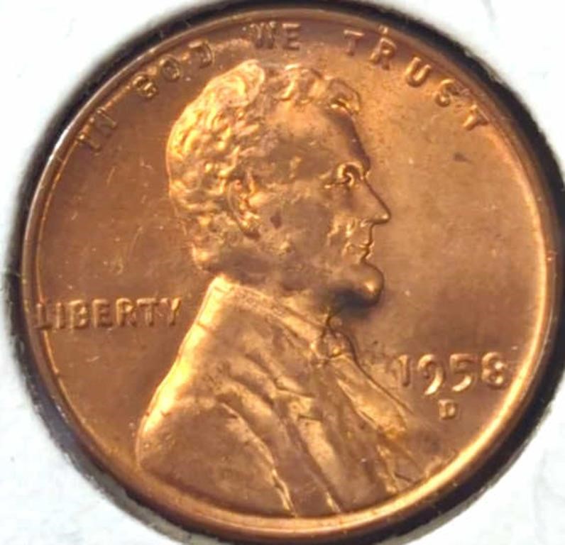 Uncirculated 1958d Lincoln wheat penny