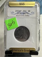 2004 SGSMS70 GRADED WASHINGTON QUARTER