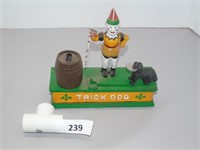 Cast Iron Mechanical Bank "Trick dog" w Clown