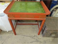 Oriental Style Leather Top End Table