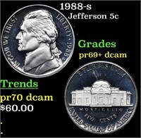 Proof 1988-s Jefferson Nickel 5c Grades GEM++ Proo