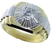 10k Gold Mens 1.00 ct Rolex Style Lab Diamond Ring