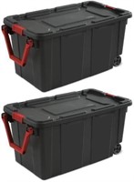 2 Sterilite 40 Gallon Wheeled Industrial Totes