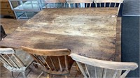 Wood drop leaf table and 6 chairs, has been