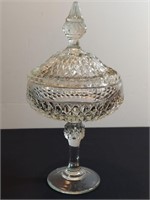 Indiana Diamond Point Covered Pedestal Compote.
