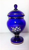 Cobalt Blue Glass Lidded Jar