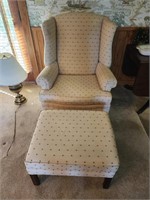 Wingback chair 33x40x30 with ottoman 24x16x20
