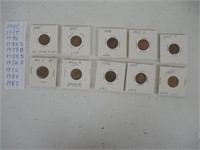 10 U.S. LINCOLN HEAD ONE CENT WHEAT PENNIES