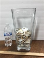 Large Clear Vase with lots of Sea Shells