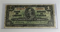 1937 1 Dollar Bank of Canada Signed Bill