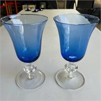 (2) Vintage Ball Stemmed Wine Glasses/ Goblets -