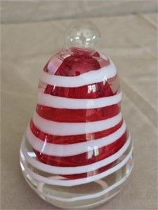 Red & White Blown Glass Swirl Perfume Bottle